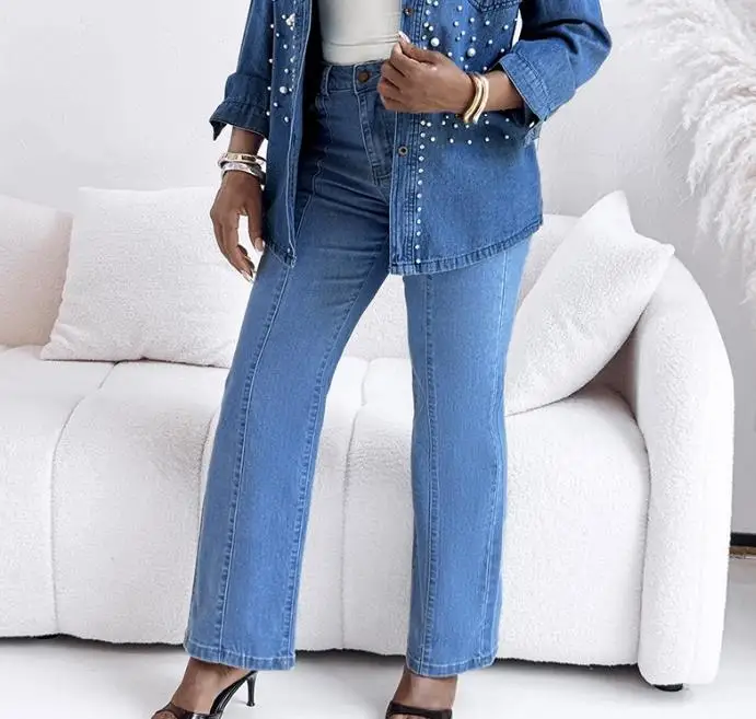 Women Jeans Personalized Street Style Fashion Seam Front High Wait Straight Leg Denim Pants Casual Zipper Fly Jeans with Pockets
Women Jeans Personalized Street Style Fashion Seam Front High Wait Straight Leg Denim Pants Casual Zipper Fly Jeans with Pockets