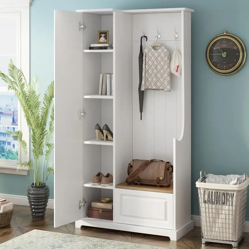 Стильное дерево для прихожей с откидной скамейкой, минималистичный шкаф для обуви с регулируемыми полками, многофункциональная мебель для прихожей с
Стильное дерево для прихожей с откидной скамейкой, минималистичный шкаф для обуви с регулируемыми полками, многофункциональная мебель для прихожей с