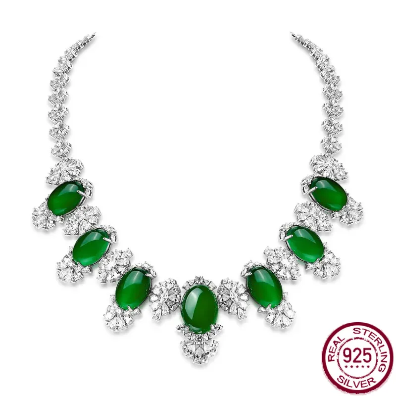 New S925 pure silver silver gold-plated green natural chalcedony egg shaped new Chinese style necklace wedding jewelry
New S925 pure silver silver gold-plated green natural chalcedony egg shaped new Chinese style necklace wedding jewelry