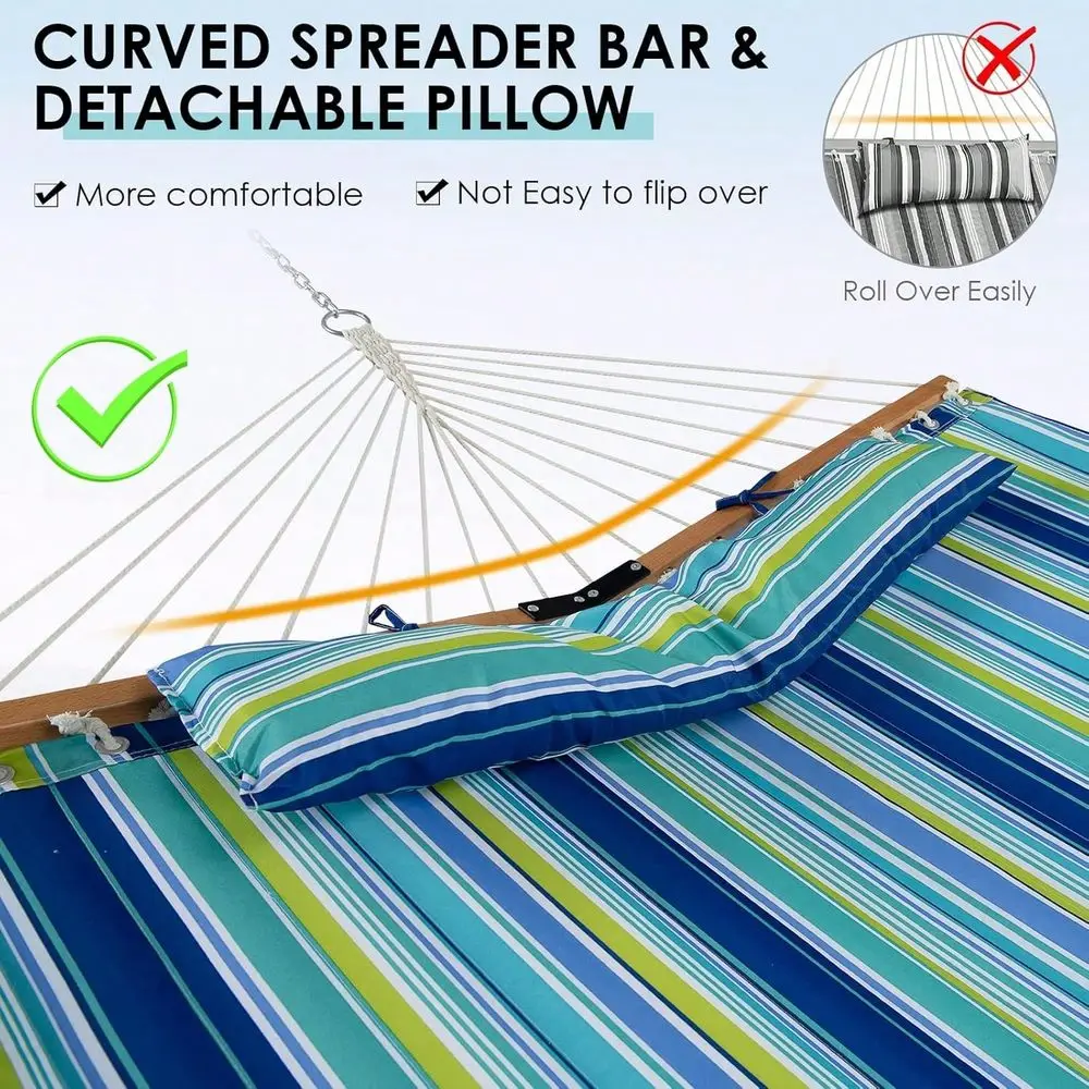 Double Hammock, Heavy Duty Outdoor Hammock With Curved Spreader Bars, Detachable Pillow, 2 Person Hammocks For Outside, Porch,
Double Hammock, Heavy Duty Outdoor Hammock With Curved Spreader Bars, Detachable Pillow, 2 Person Hammocks For Outside, Porch,