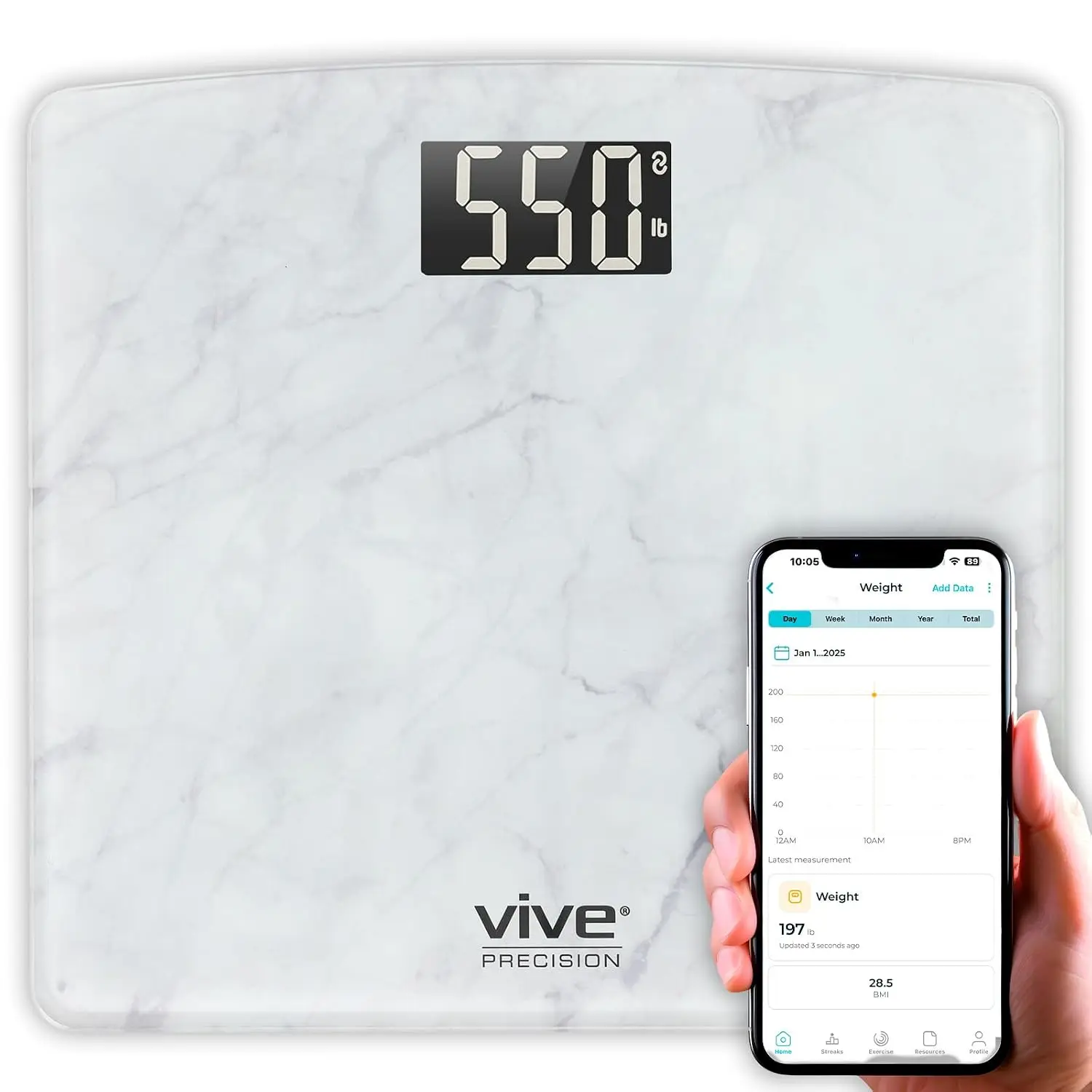 Heavy Duty Digital Scale 550lbs Capacity, Large Display & BMI Tracking, Extra Wide Base for Stability, Smartphone App Connectivity
Heavy Duty Digital Scale 550lbs Capacity, Large Display & BMI Tracking, Extra Wide Base for Stability, Smartphone App Connectivity