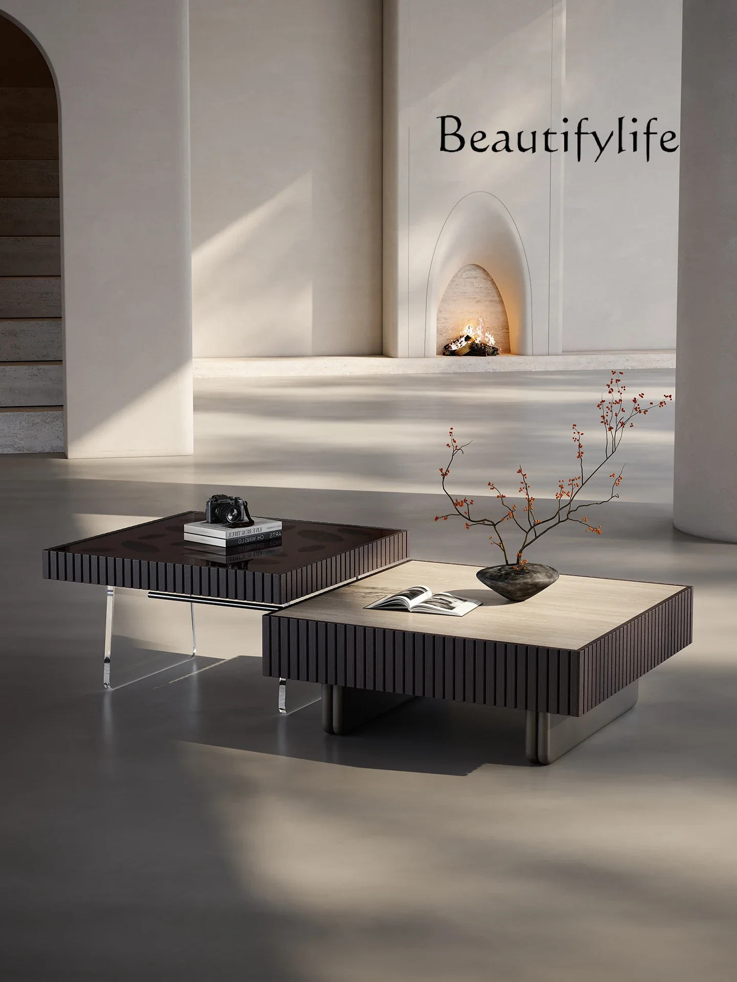AA Italian minimalist travertine coffee table combination light luxury high-end artistic creativity modern square coffee table
AA Italian minimalist travertine coffee table combination light luxury high-end artistic creativity modern square coffee table