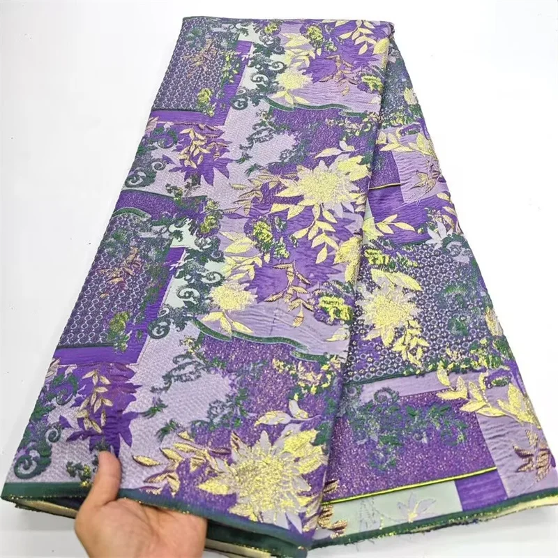 African Brocade Lace Fabric purple/ Yellow High Quality French Gilded Lace Jacquard Damask Dress Tissue For Wedding Party Sew
African Brocade Lace Fabric purple/ Yellow High Quality French Gilded Lace Jacquard Damask Dress Tissue For Wedding Party Sew