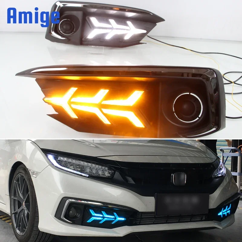 Car LED DRL 12V Daylights For Honda Civic Sedan 2019 2020 Yellow Turn Signal Daytime Running Headlamps Auto Driving Lamp Foglamp
Car LED DRL 12V Daylights For Honda Civic Sedan 2019 2020 Yellow Turn Signal Daytime Running Headlamps Auto Driving Lamp Foglamp