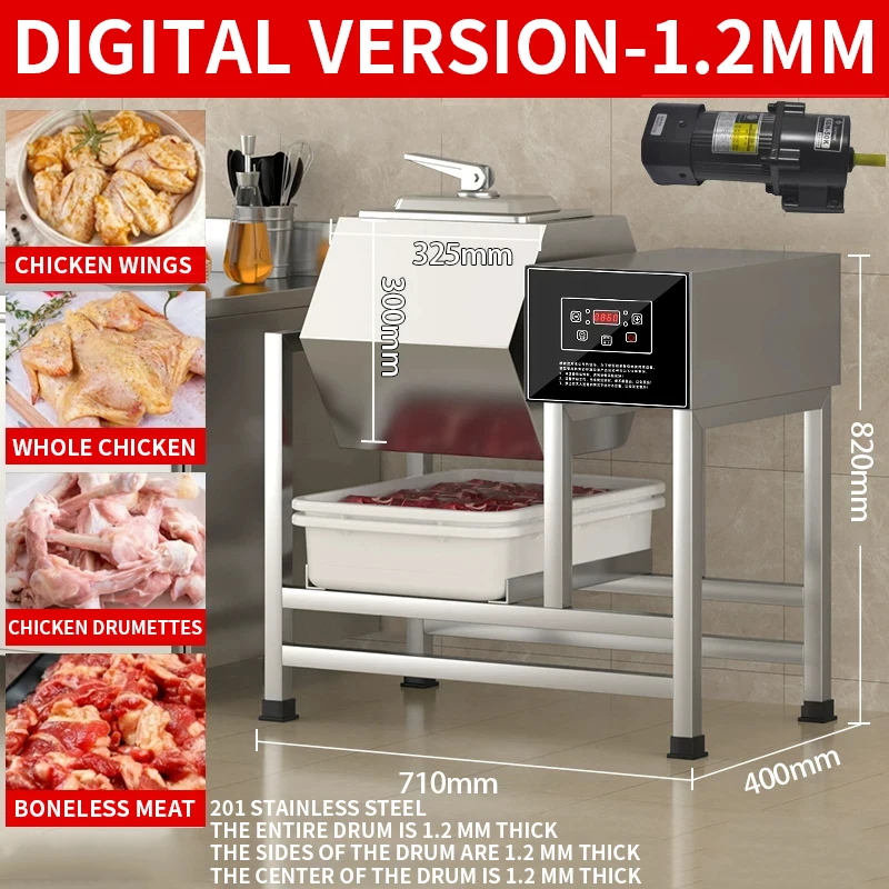 45L Commercial Brining Machine with Vacuum Drum and Automatic Mixing for Chicken Drumstick Brining and Meat Mixing(Customized)
45L Commercial Brining Machine with Vacuum Drum and Automatic Mixing for Chicken Drumstick Brining and Meat Mixing(Customized)