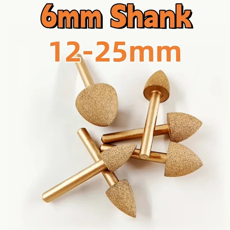Diamond Grinding Head 12-25mm Brazed Burr Carving Grinding Bit 6mm Shank for Stone Alloy Jade Peeling Carving Tools
Diamond Grinding Head 12-25mm Brazed Burr Carving Grinding Bit 6mm Shank for Stone Alloy Jade Peeling Carving Tools