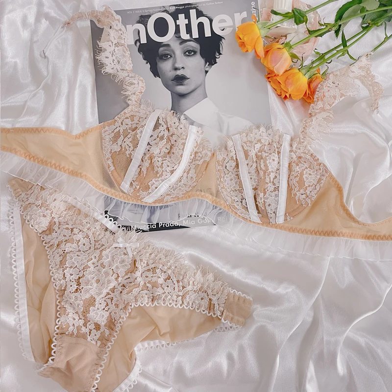 Sexy lace half cup underwear women's summer thin lingerie with briefs suit big breasts show small steel ring gather bra panty
Sexy lace half cup underwear women's summer thin lingerie with briefs suit big breasts show small steel ring gather bra panty