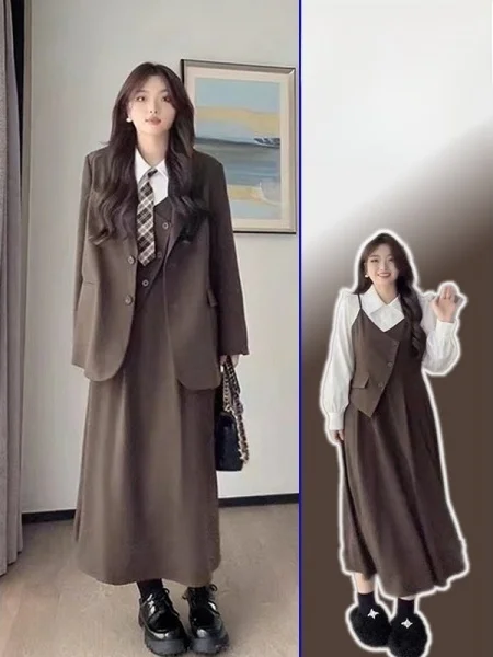 plus Size Korean Sle College Faion Suit Jaet Spring New High-End Feeling Fake Two-Piece Long Sve irt Dr
plus Size Korean Sle College Faion Suit Jaet Spring New High-End Feeling Fake Two-Piece Long Sve irt Dr