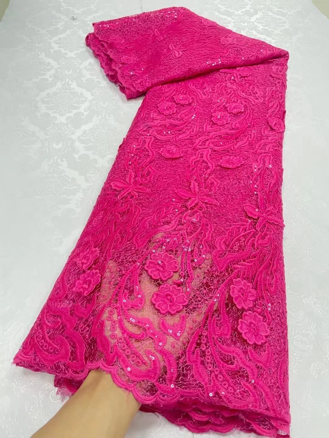 2024 Высококачественная африканская кружевная ткань из гипюра, Водорастворимая кружевная ткань для шитья женских платьев