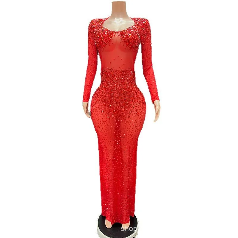 Classic Red Full Diamond Temperament Muse Fan High-end Dress Company Annual Meeting Host Evening Dress Red Robe Vestido De Festa
Classic Red Full Diamond Temperament Muse Fan High-end Dress Company Annual Meeting Host Evening Dress Red Robe Vestido De Festa