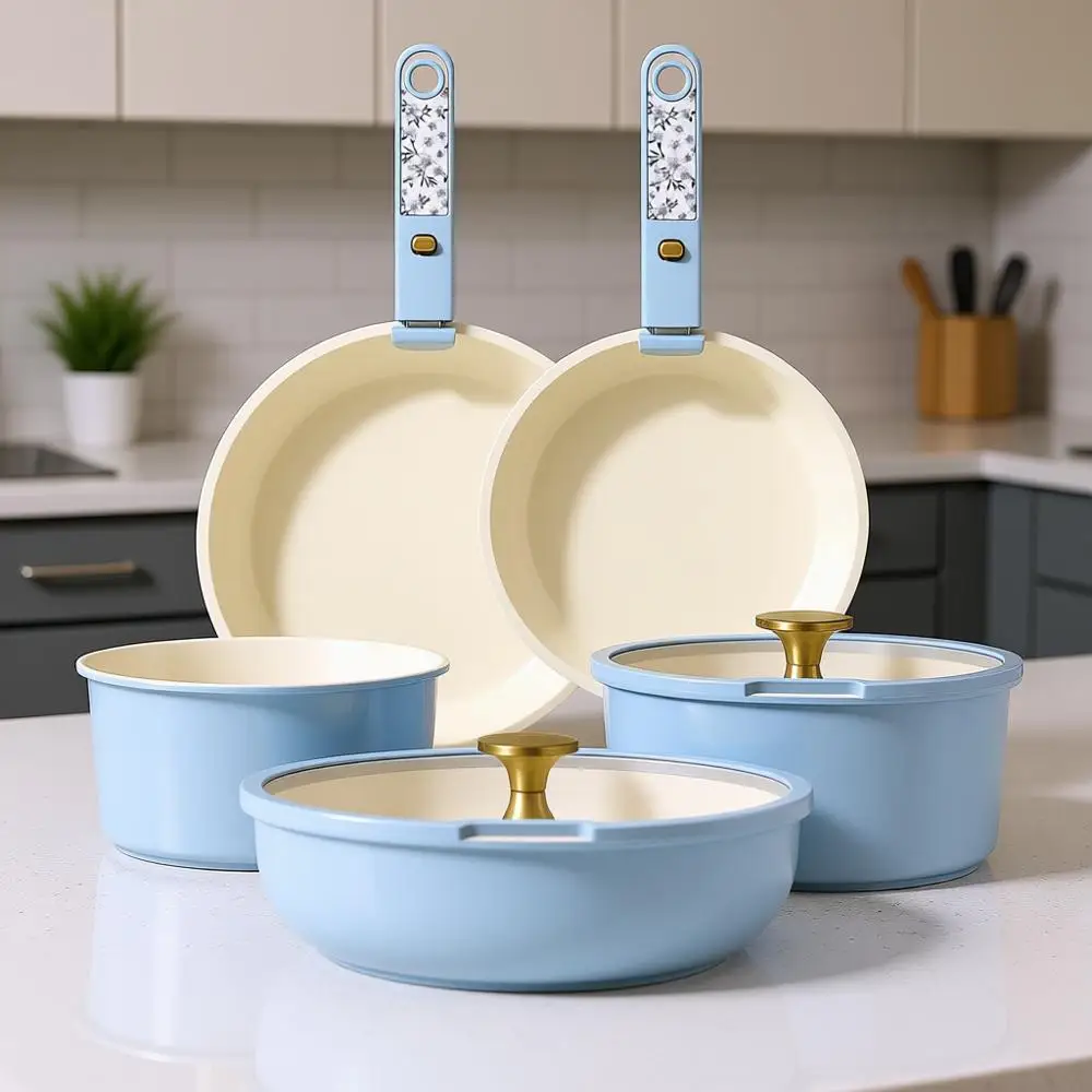 15Pcs Cookware Set, Pots and Pans Non Stick, Detachable Handle, Non Toxic Induction Cookware, Dishwasher/Oven Safe
15Pcs Cookware Set, Pots and Pans Non Stick, Detachable Handle, Non Toxic Induction Cookware, Dishwasher/Oven Safe