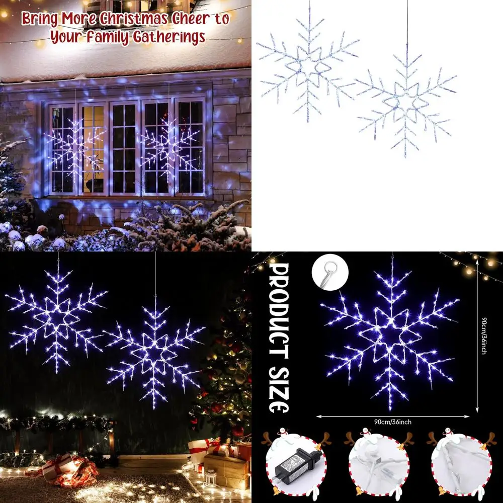 Набор из 2 больших 36 светодиодных фонарей в виде снежинок для внутреннего и наружного праздничного декора с мерцающими эффектами
Набор из 2 больших 36 светодиодных фонарей в виде снежинок для внутреннего и наружного праздничного декора с мерцающими эффектами