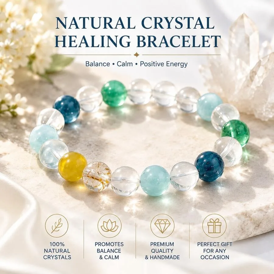 Natural Crystal Healing Bracelet - Balance, Serenity And Positive Energy. Suitable For Men And Women Who Focus On Health, Inner
Natural Crystal Healing Bracelet - Balance, Serenity And Positive Energy. Suitable For Men And Women Who Focus On Health, Inner