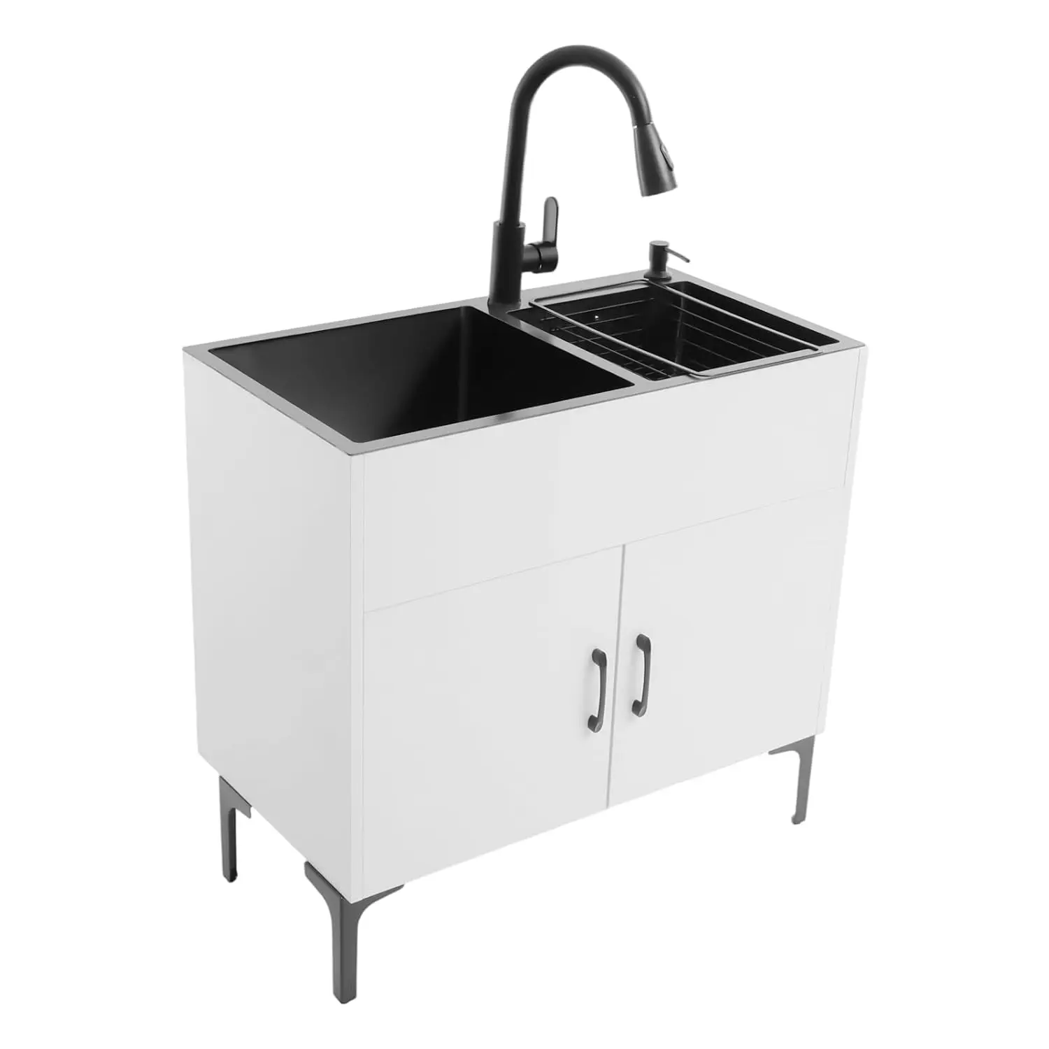 31-Inch Laundry Room Double-Bowl Sink Cabinet, Stainless Steel Sink and Pull-Out Faucet, Freestanding Kitchen, Customized
31-Inch Laundry Room Double-Bowl Sink Cabinet, Stainless Steel Sink and Pull-Out Faucet, Freestanding Kitchen, Customized