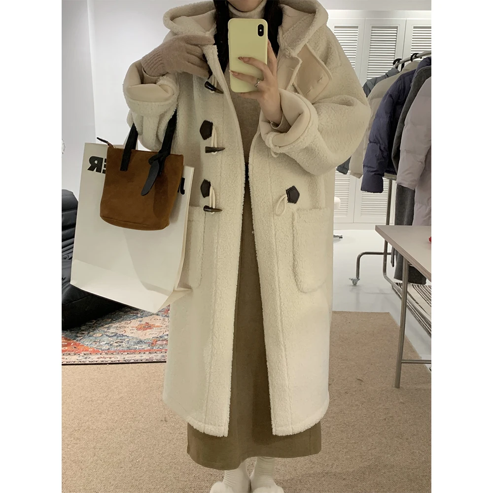 White Long Lamb Fur Jacket with Hood Thickened Shake Fleece Coat Women's Winter Outerwear Stylish Elegant Casual Coat
White Long Lamb Fur Jacket with Hood Thickened Shake Fleece Coat Women's Winter Outerwear Stylish Elegant Casual Coat