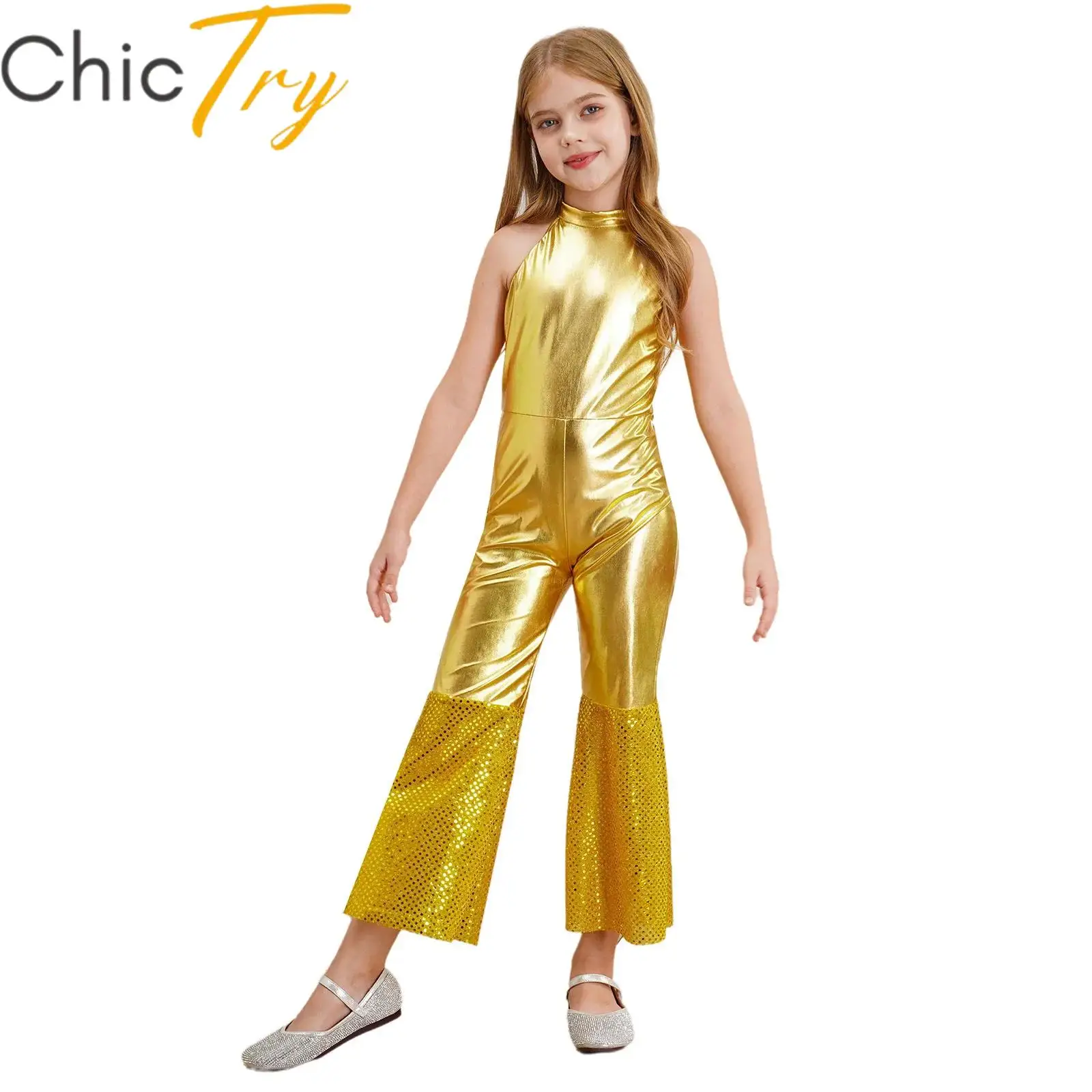 Kids Girls 70s Disco Costume Retro Hippie Cosplay Party Jumpsuit Open Back High Waist Romper Metallic Sequins Bodysuit Leotard
Kids Girls 70s Disco Costume Retro Hippie Cosplay Party Jumpsuit Open Back High Waist Romper Metallic Sequins Bodysuit Leotard