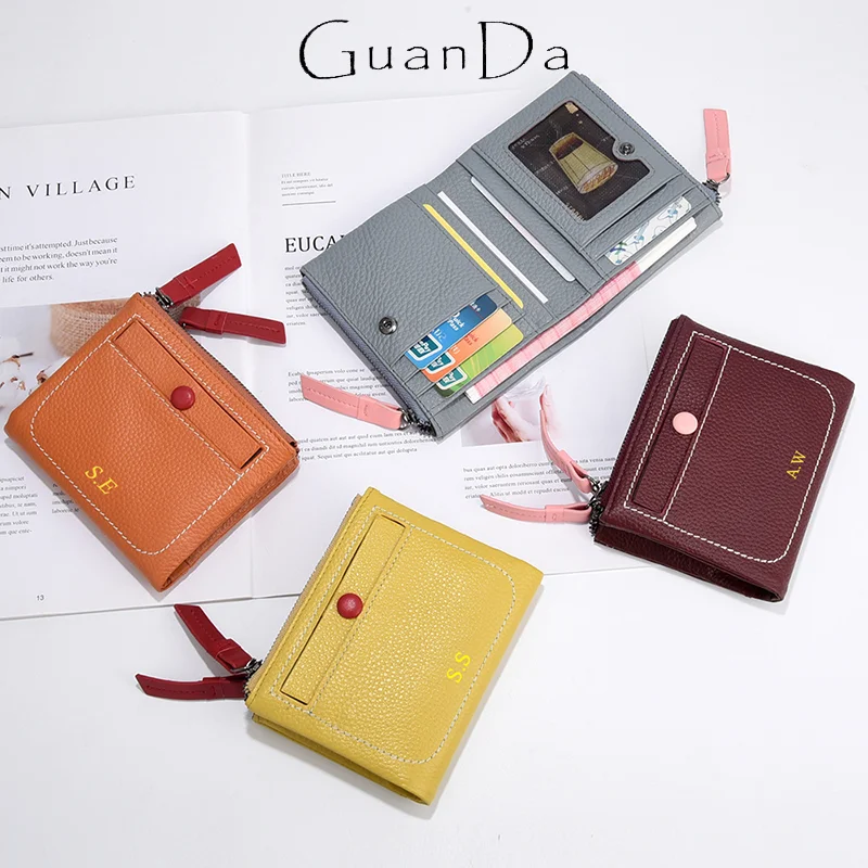 Genuine Leather Woman Custom Initials Mini Wallet Luxury Design Zipper Cowhide Card Holder Leisurely Fashion Vintage Coin Purse
Genuine Leather Woman Custom Initials Mini Wallet Luxury Design Zipper Cowhide Card Holder Leisurely Fashion Vintage Coin Purse
