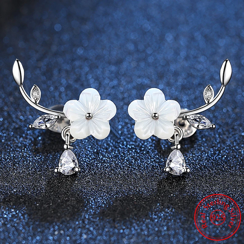 Real 925 Sterling Silver Lady's New Fashion Jewelry Crystal Leaf Shell Flower Stud Earrings XY0211
Real 925 Sterling Silver Lady's New Fashion Jewelry Crystal Leaf Shell Flower Stud Earrings XY0211