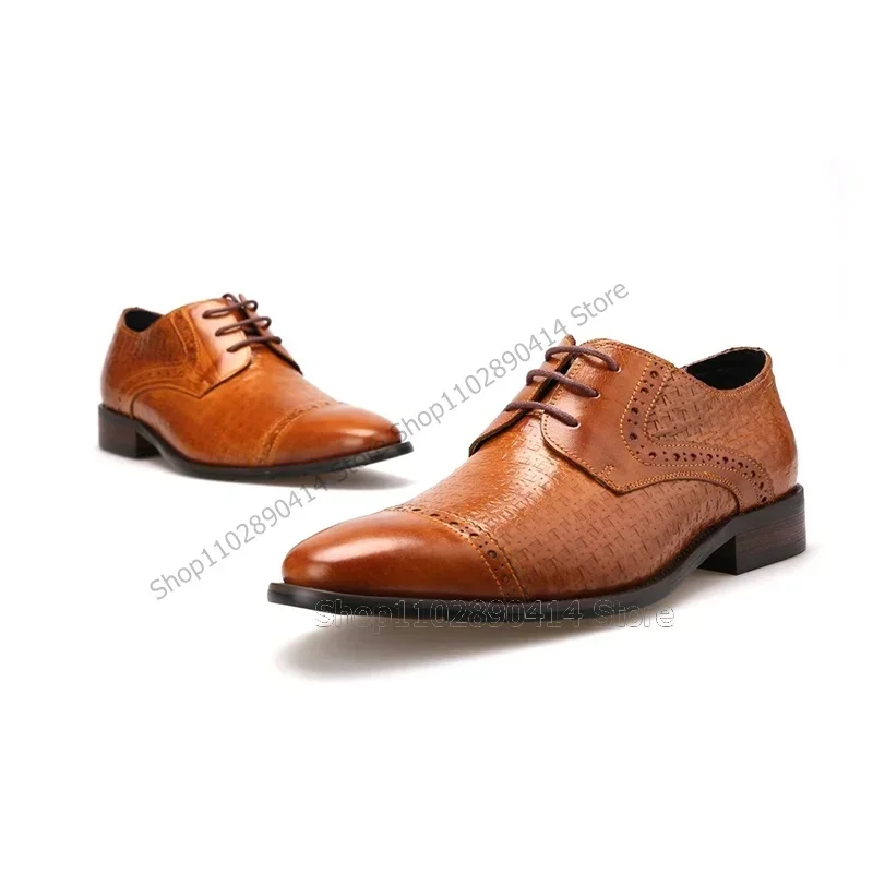 Brown Knitted Carving Design Strappy Men Derby Shoes Fashion Lace Up Men Shoes Luxurious Handmade Party Banquet Men Dress Shoes
Brown Knitted Carving Design Strappy Men Derby Shoes Fashion Lace Up Men Shoes Luxurious Handmade Party Banquet Men Dress Shoes