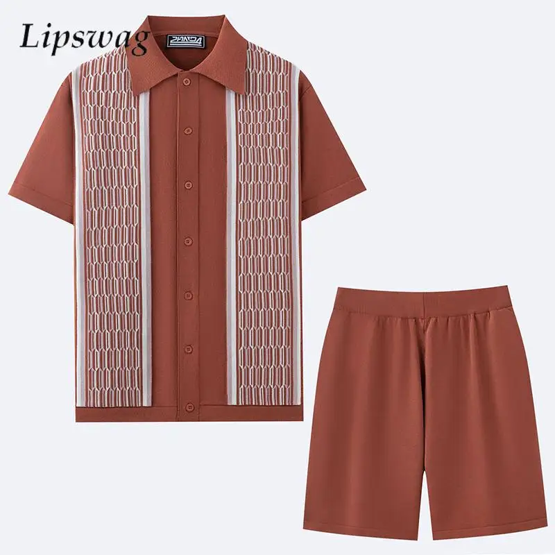 Y2K Summer New Casual Knit Outfits For Men Fashion Button Patchwork Shirt And Shorts Mens Two Piece Suits Vintage Knitted Suits
Y2K Summer New Casual Knit Outfits For Men Fashion Button Patchwork Shirt And Shorts Mens Two Piece Suits Vintage Knitted Suits