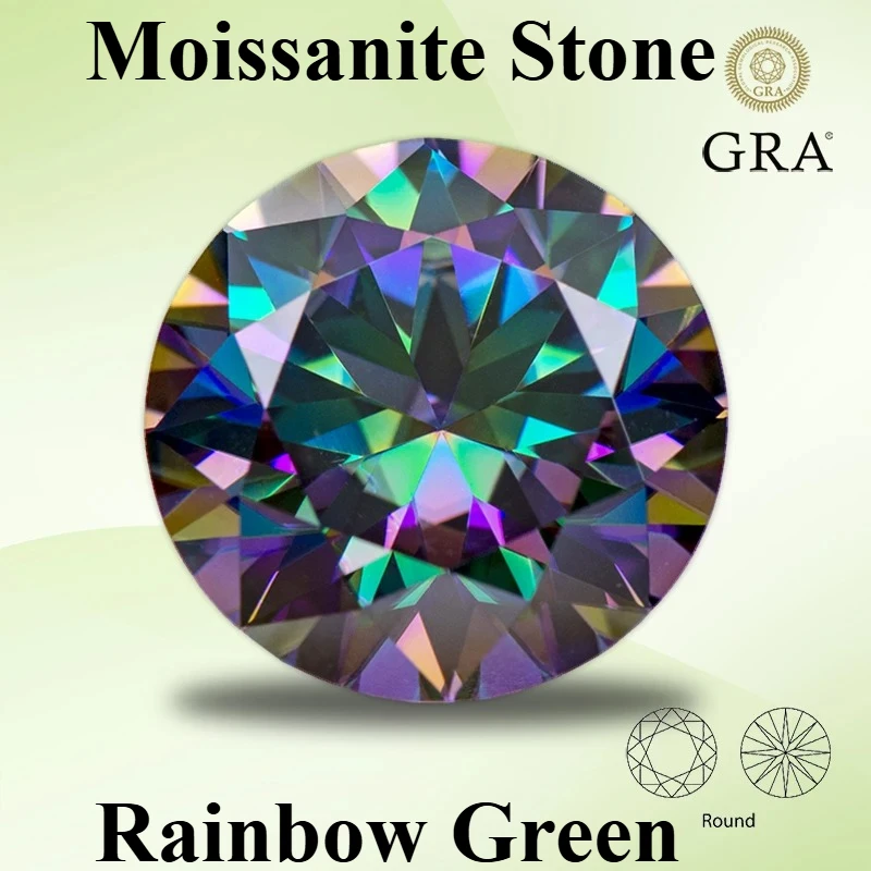 Moissanite Loose Stone Rainbow Green Round Cut Lab Grown Diamond for DIY Advanced Jewelry Making Materials with GRA Certificate
Moissanite Loose Stone Rainbow Green Round Cut Lab Grown Diamond for DIY Advanced Jewelry Making Materials with GRA Certificate