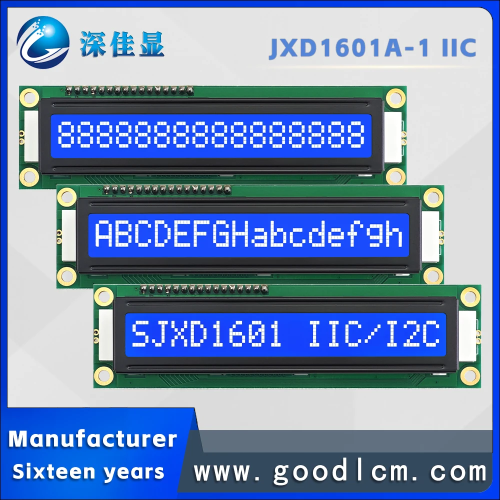 Интерфейс IIC/I2C Однорядный ЖК-цифровой экран JXD1601A-1 STN Синий Отрицательный 16*1 линейный модуль дисплея LCM с большим символом
Интерфейс IIC/I2C Однорядный ЖК-цифровой экран JXD1601A-1 STN Синий Отрицательный 16*1 линейный модуль дисплея LCM с большим символом