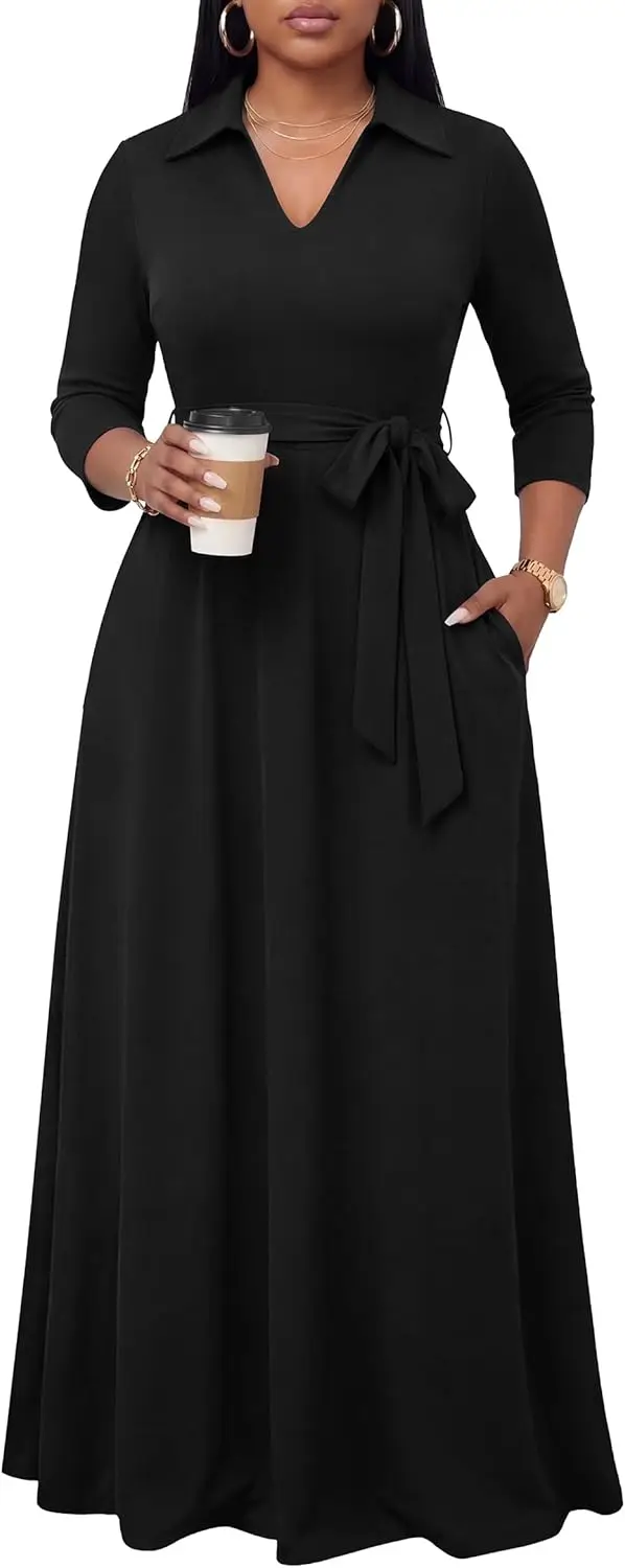 Maxi Dresses for Women V Neck Casual A-line Dress 3/4 Sleeve Semi Formal Dress for Women
Maxi Dresses for Women V Neck Casual A-line Dress 3/4 Sleeve Semi Formal Dress for Women
