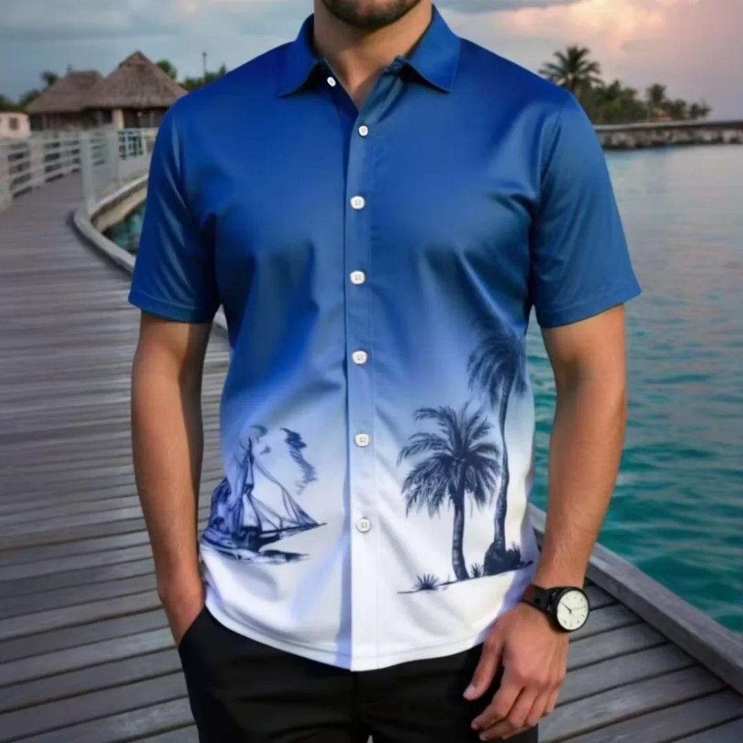 Men's Short Sleeve Shirt Summer Outdoor Beach Style Short Sleeve Tops Leaves Printed Pattern Large OverSize Loose Men's Clothing
Men's Short Sleeve Shirt Summer Outdoor Beach Style Short Sleeve Tops Leaves Printed Pattern Large OverSize Loose Men's Clothing
