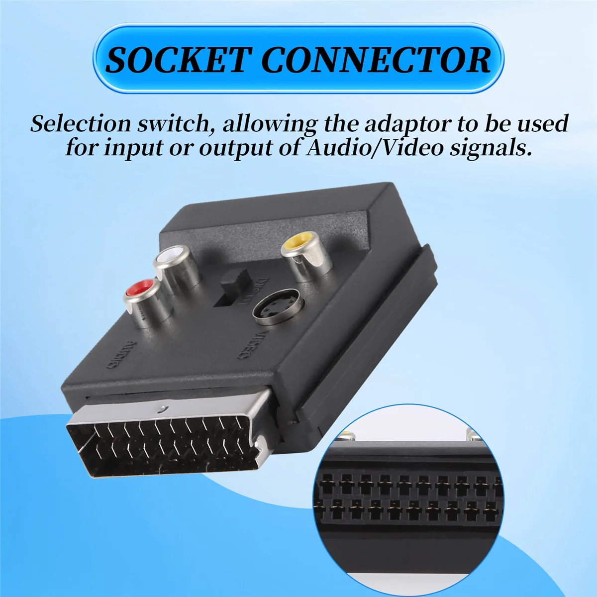 HLES Newest Switchable Scart Male to Female S-Video 3 RCA Audio Adapter Convector
HLES Newest Switchable Scart Male to Female S-Video 3 RCA Audio Adapter Convector