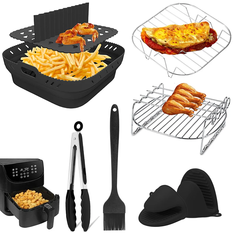 Square Air Fryer Silicone Shape Basket Tray Set Airfryer Grill Rack Accessories Reusable Foldable Bpa Free AirFryer Mold Liner
Square Air Fryer Silicone Shape Basket Tray Set Airfryer Grill Rack Accessories Reusable Foldable Bpa Free AirFryer Mold Liner