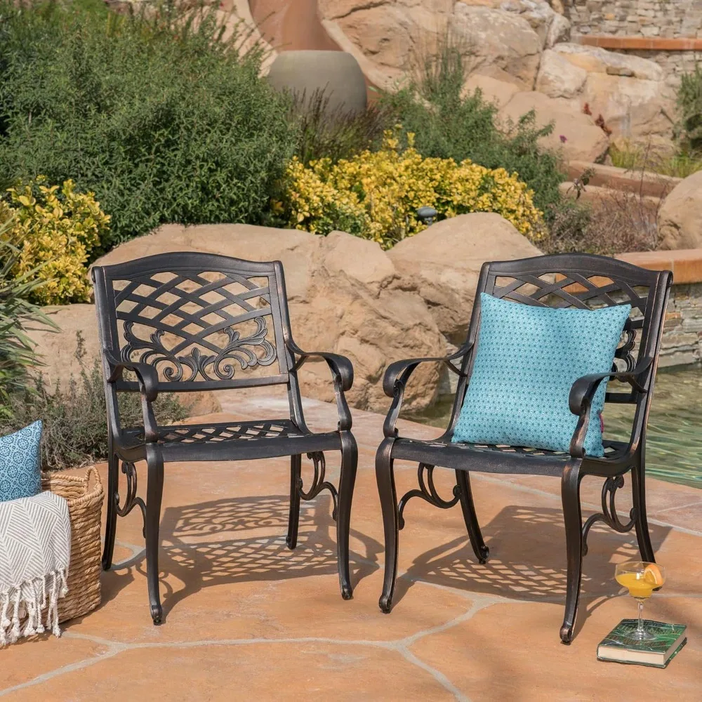 Modern Outdoor Patio Dining Chairs, 2 Pieces Cast Aluminum Patio Dining Chairs with Armrests and Curved Seats, Bistro Chair Set
Modern Outdoor Patio Dining Chairs, 2 Pieces Cast Aluminum Patio Dining Chairs with Armrests and Curved Seats, Bistro Chair Set