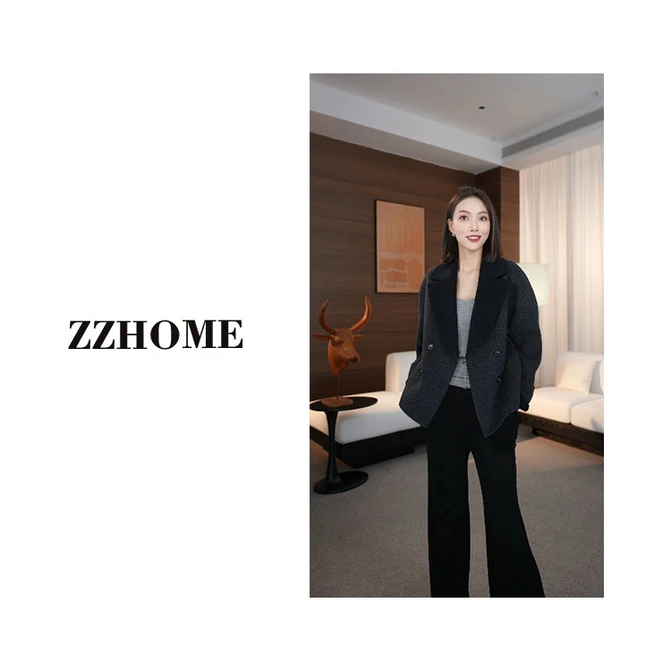 Guzhuo mat Pure Wool Double-Faced Tweed Coat Spring Bla Ele Loose Suit Woolen Outerwear Women's Faion
Guzhuo mat Pure Wool Double-Faced Tweed Coat Spring Bla Ele Loose Suit Woolen Outerwear Women's Faion