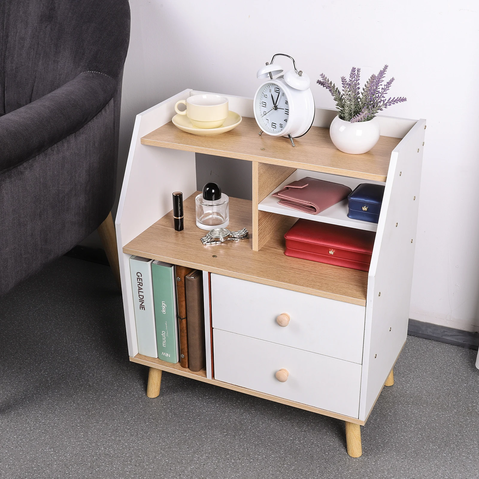 Wooden Nightstand Side Table with 2 Drawers Simple Bedside Storage Locker Nordic Bedside Storage Cabinet for Living Room Office
Wooden Nightstand Side Table with 2 Drawers Simple Bedside Storage Locker Nordic Bedside Storage Cabinet for Living Room Office