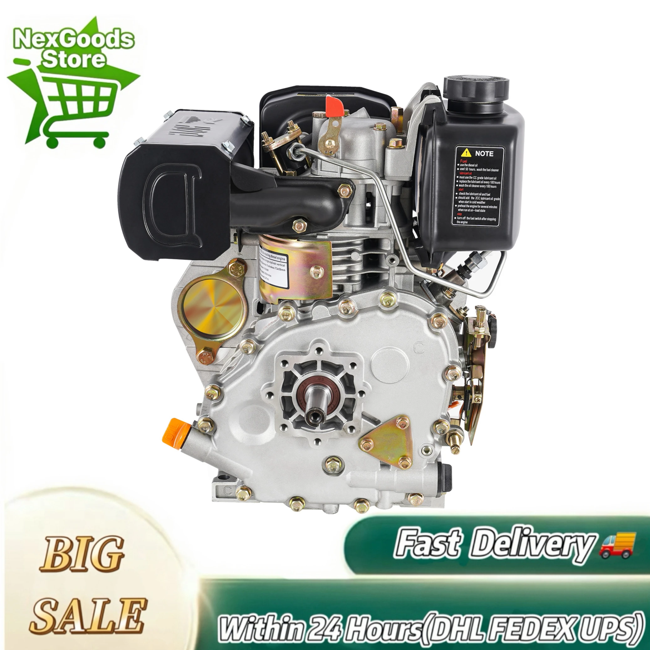 4-stroke Single Cylinder Diesel Engine, 247CC 5HP 3600r/min, Stable Running, 0.66 Gallons Large Fuel Tank, Low Noise
4-stroke Single Cylinder Diesel Engine, 247CC 5HP 3600r/min, Stable Running, 0.66 Gallons Large Fuel Tank, Low Noise