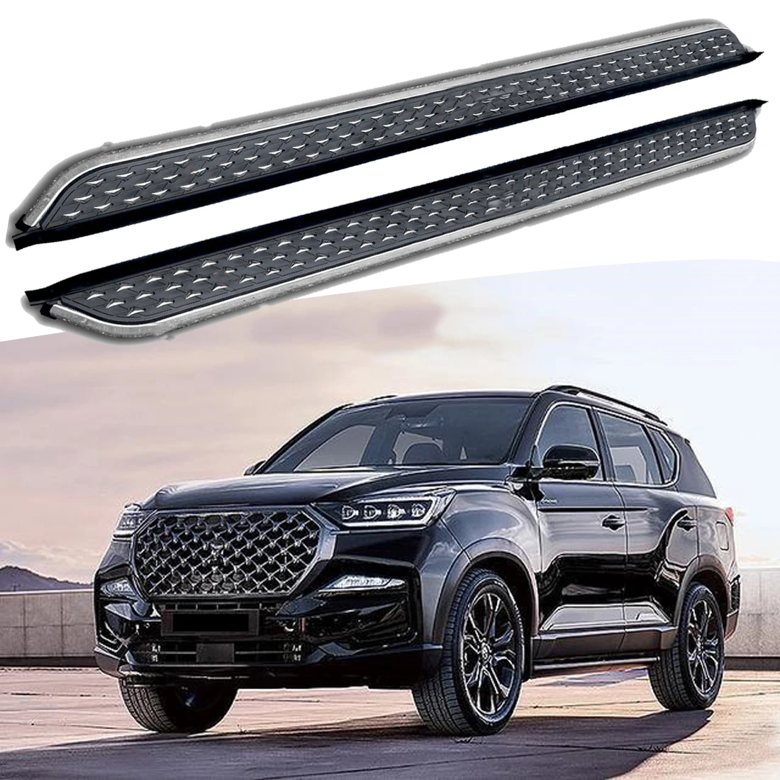 2PCS Side Step fits for SsangYong G4 Rexton 2018 2019 2020 2021 2022 2023 2024 Running Board Nerf Bars Stairs Aluminium Pedal
2PCS Side Step fits for SsangYong G4 Rexton 2018 2019 2020 2021 2022 2023 2024 Running Board Nerf Bars Stairs Aluminium Pedal