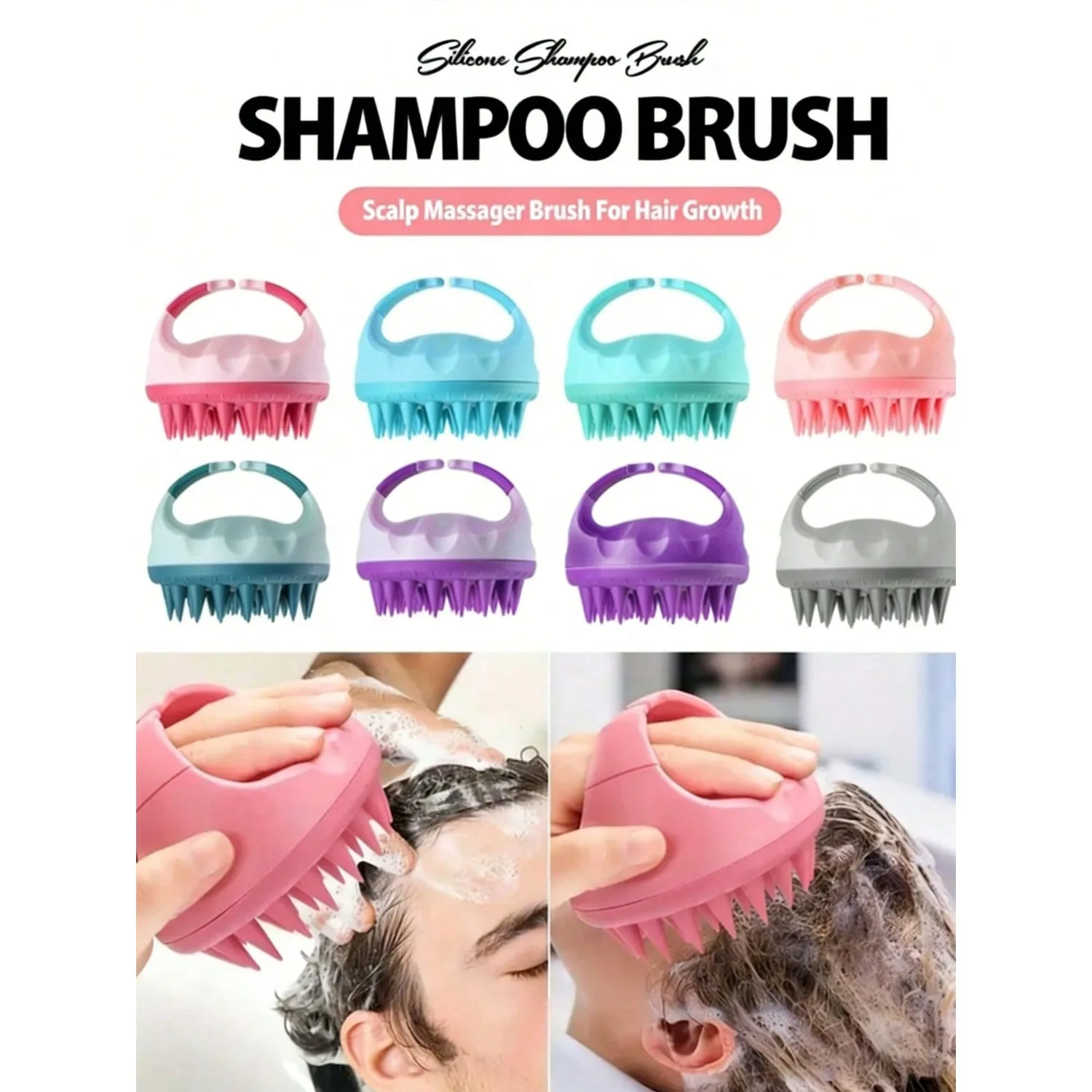 1pc Silicone Scalp Massager Brush, Scalp Cleansing Exfoliator, Ergonomic Scalp Massage Brush For Hair Care, Bathroom Accessories - Gentle Exfoliating Massager Suitable For All Hair Types, Easy-Grip Handle Massage Tool, Hair Brush, Comb, Hairstyling Tools
1pc Silicone Scalp Massager Brush, Scalp Cleansing Exfoliator, Ergonomic Scalp Massage Brush For Hair Care, Bathroom Accessories - Gentle Exfoliating Massager Suitable For All Hair Types, Easy-Grip Handle Massage Tool, Hair Brush, Comb, Hairstyling Tools