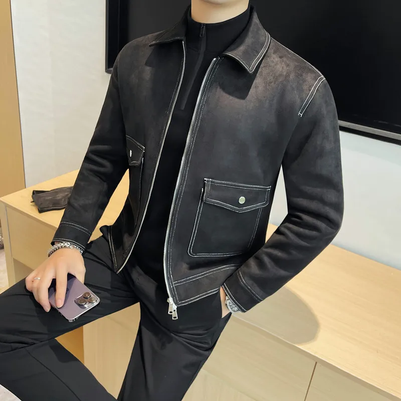 Black/Coffee Autumn Winter Jackets For Men High Quality Turn Down Collar Long Sleeve Mens Casual Jacket Front Pocket Decor Coats
Black/Coffee Autumn Winter Jackets For Men High Quality Turn Down Collar Long Sleeve Mens Casual Jacket Front Pocket Decor Coats