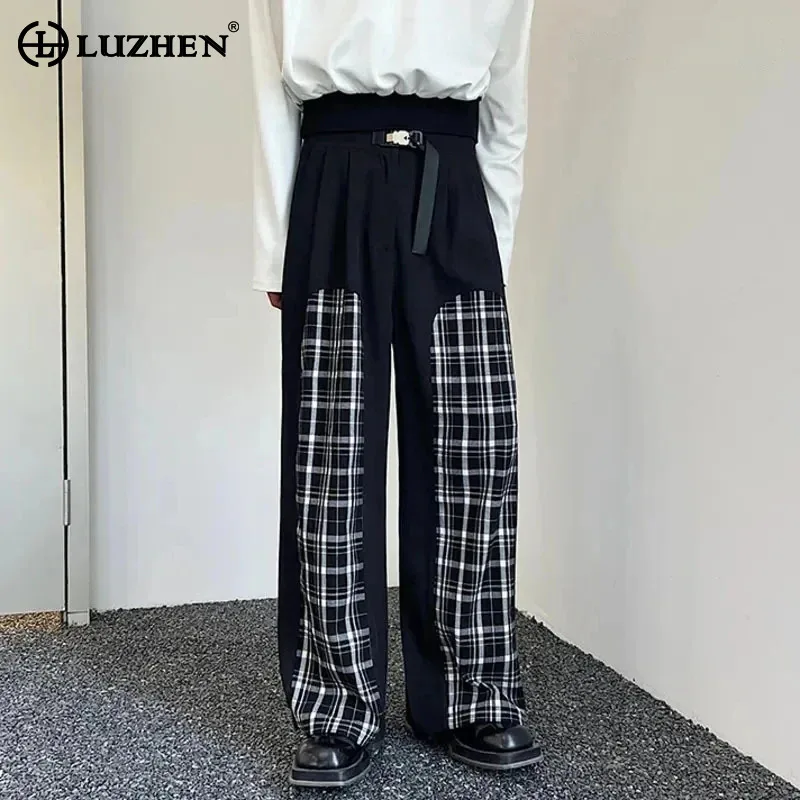 LUZHEN Fashion Plaid Pattern Splicing Design Straight Suit Pants Men 2024 Personality Trendy Street Elegant Male Trousers LZ3676
LUZHEN Fashion Plaid Pattern Splicing Design Straight Suit Pants Men 2024 Personality Trendy Street Elegant Male Trousers LZ3676