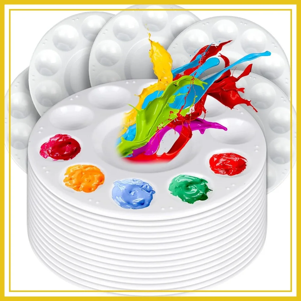 20 PCS Round Plastic Paint Tray Palettes with 10 Wells, Painting Supplies for Art or DIY
20 PCS Round Plastic Paint Tray Palettes with 10 Wells, Painting Supplies for Art or DIY
