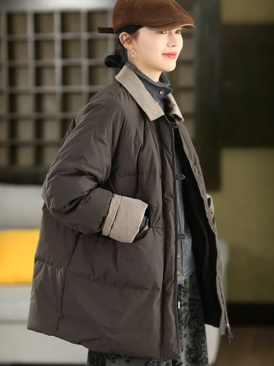 Vintage Patchwork Women's down Jaet Cotton Flannel White Du Feather Mid-Length Puffy Winter Coat Sli Outerwear
Vintage Patchwork Women's down Jaet Cotton Flannel White Du Feather Mid-Length Puffy Winter Coat Sli Outerwear