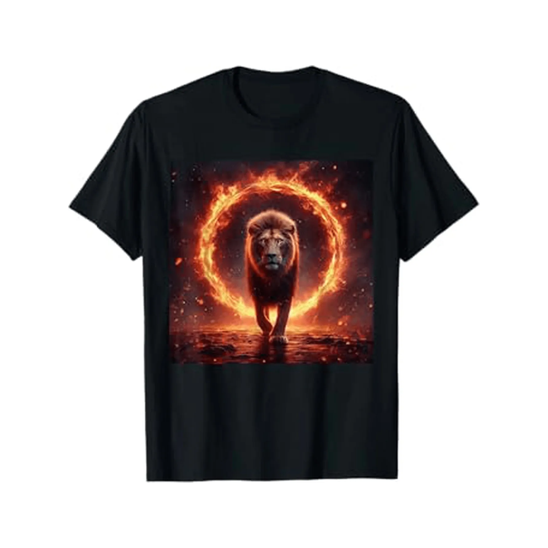 Lion Walking Through Fire Ring Graphic Tee Men's & Women's Breathable Cotton T-Shirt Daily Wear
Lion Walking Through Fire Ring Graphic Tee Men's & Women's Breathable Cotton T-Shirt Daily Wear