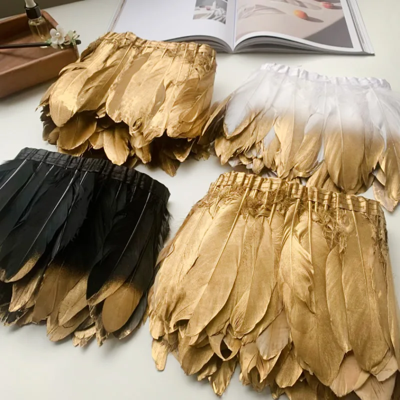 Wholesale 2M Gold Silver Goose Feather Trim Ribbon Fringe for Wedding Dress Costume Sewing DIY Craft Decoration Supplies
Wholesale 2M Gold Silver Goose Feather Trim Ribbon Fringe for Wedding Dress Costume Sewing DIY Craft Decoration Supplies