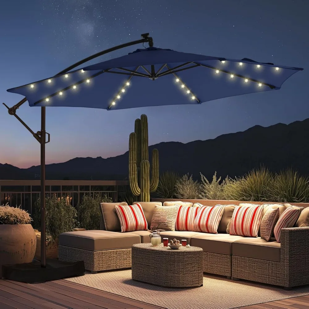 10ft Solar Lights Offset Cantilever Patio Umbrella - with Light and Base, LED Lighted Offset Hanging Patio Outdoor Market Umbrel
10ft Solar Lights Offset Cantilever Patio Umbrella - with Light and Base, LED Lighted Offset Hanging Patio Outdoor Market Umbrel
