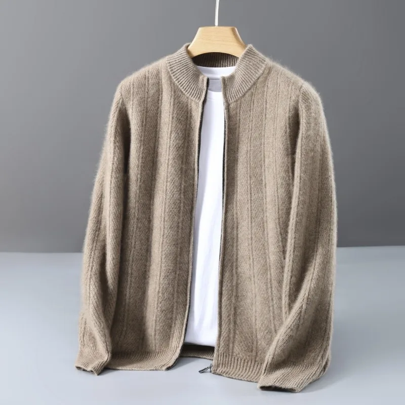 100% Pure Wool Knitted Coat Men's Business Collar Zipper Cashmere Cardigan
100% Pure Wool Knitted Coat Men's Business Collar Zipper Cashmere Cardigan