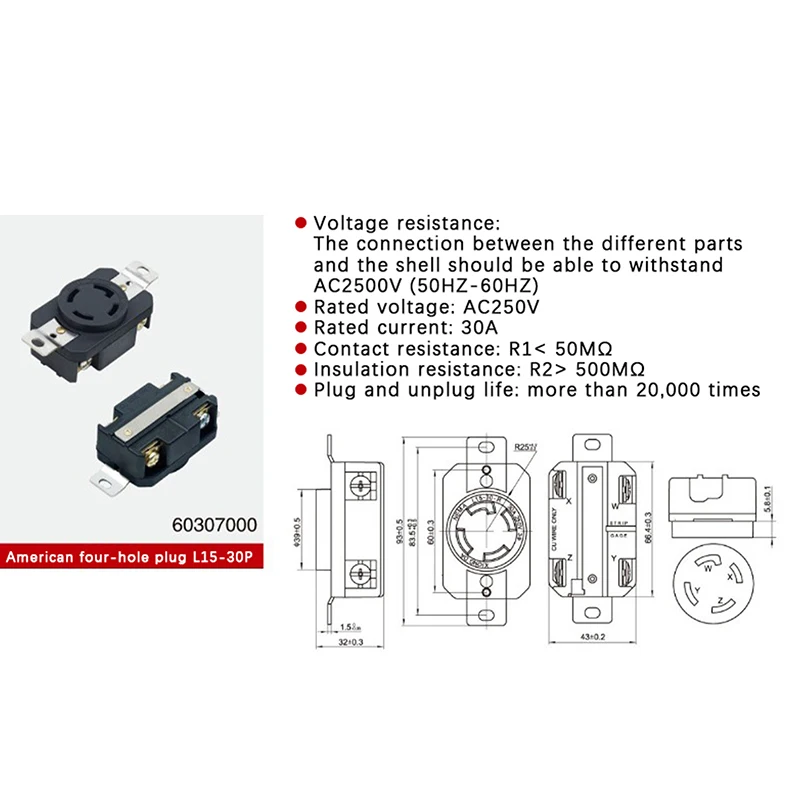 High Quality 30A NEMA L15-30P L15-30R Plug for Industrial Power Use
High Quality 30A NEMA L15-30P L15-30R Plug for Industrial Power Use