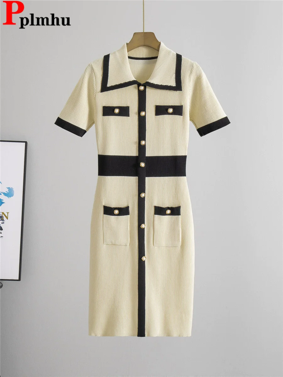 Summer Thin Ice Slik Thin Dress Korean Design Lapel Neck Single Breasted Vestidos Women Casual Short Sleeve Mid Length Dresses
Summer Thin Ice Slik Thin Dress Korean Design Lapel Neck Single Breasted Vestidos Women Casual Short Sleeve Mid Length Dresses