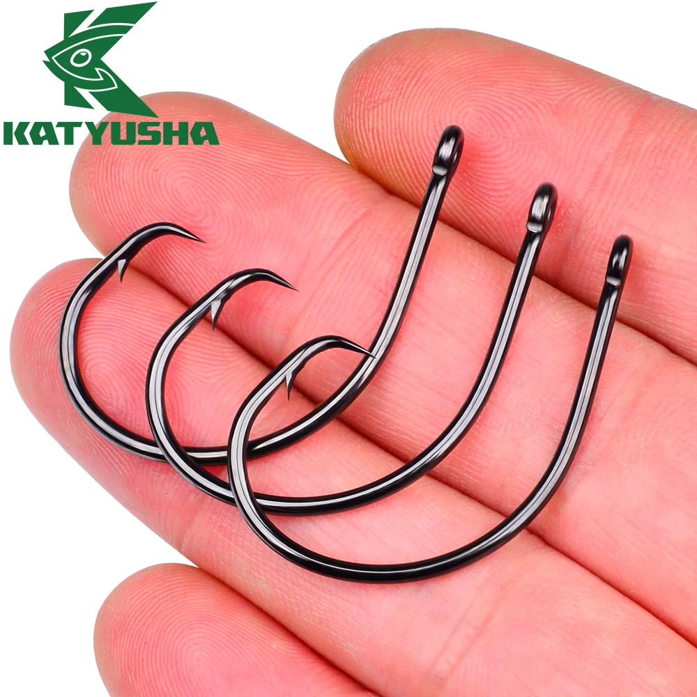 KATYUSHA 20pcs/bag Black Nickle Round Eye Fishing Hook Barbed Big Game Jig Hooks Saltwater High Carbon Steel Fishing Accessories
KATYUSHA 20pcs/bag Black Nickle Round Eye Fishing Hook Barbed Big Game Jig Hooks Saltwater High Carbon Steel Fishing Accessories