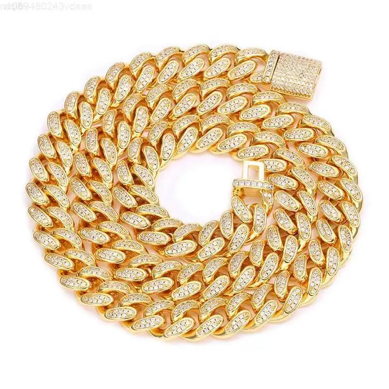 Sterling Silver 12mm Iced Out Moissanite Cuban Link Chain Hip Hop 18k Gold Plated Cuban Link Necklace for Men and Women
Sterling Silver 12mm Iced Out Moissanite Cuban Link Chain Hip Hop 18k Gold Plated Cuban Link Necklace for Men and Women