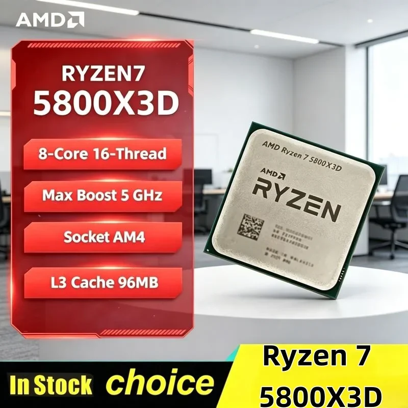 96MB Cache Loose Piece AMD R7 5800X3D Ryzen 5000 Series 8-Core16-Thread 5GHz DDR4 105W Powerful Gaming Chip
96MB Cache Loose Piece AMD R7 5800X3D Ryzen 5000 Series 8-Core16-Thread 5GHz DDR4 105W Powerful Gaming Chip
