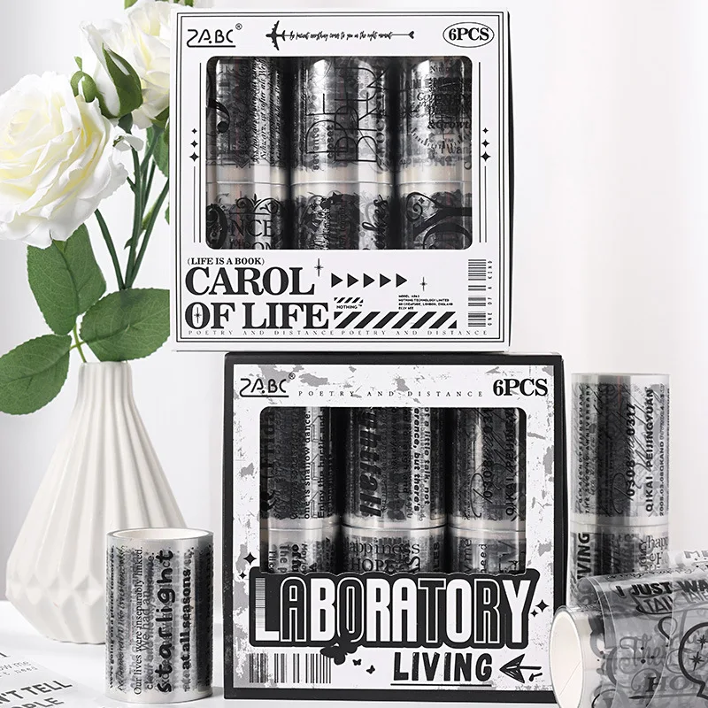 Life Laboratory Special Oil Waterproof PET Journal Tape English Black White Element Boxed Adhesive Tape Sticker Roll
Life Laboratory Special Oil Waterproof PET Journal Tape English Black White Element Boxed Adhesive Tape Sticker Roll